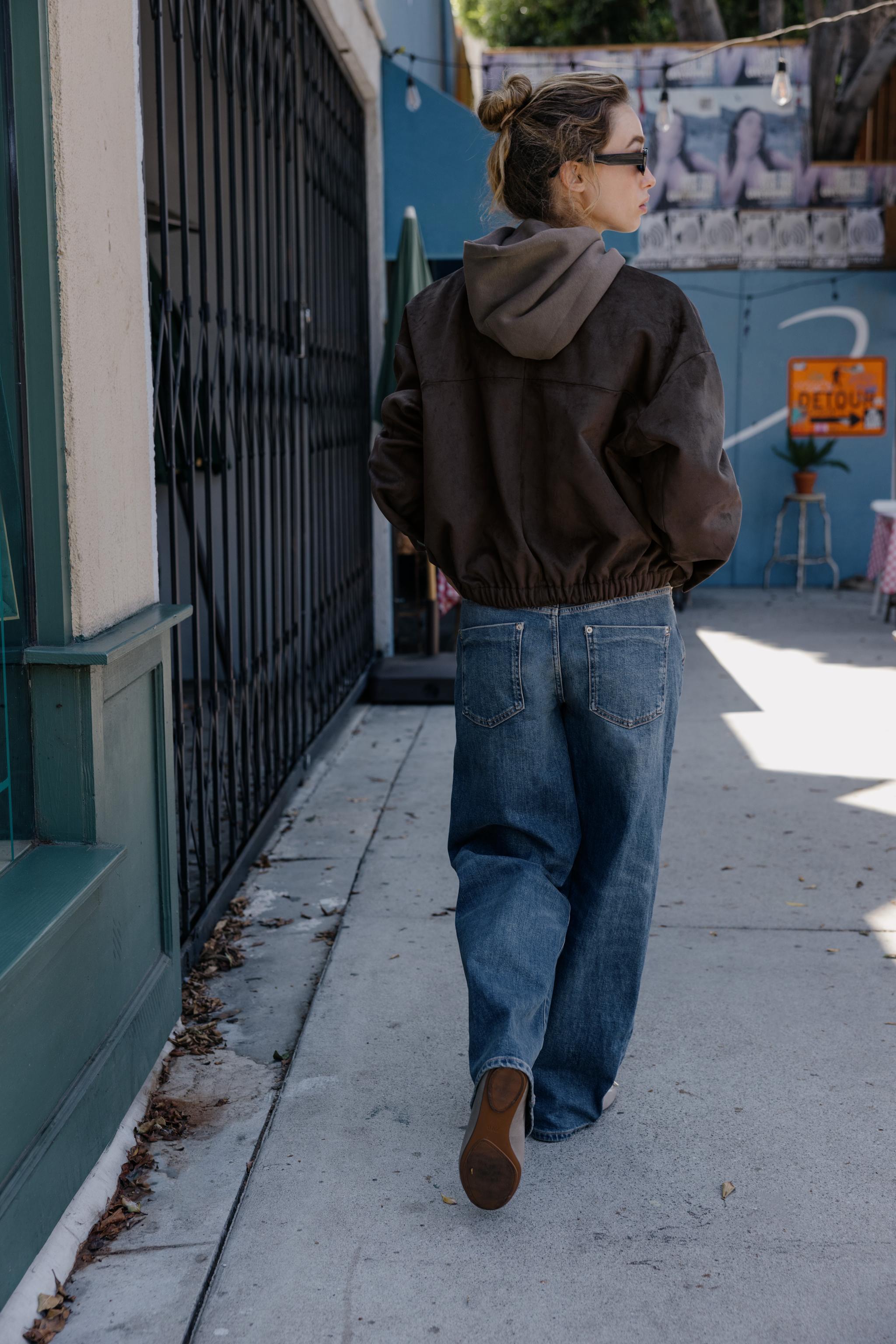 FAUX SUEDE BOMBER JACKET